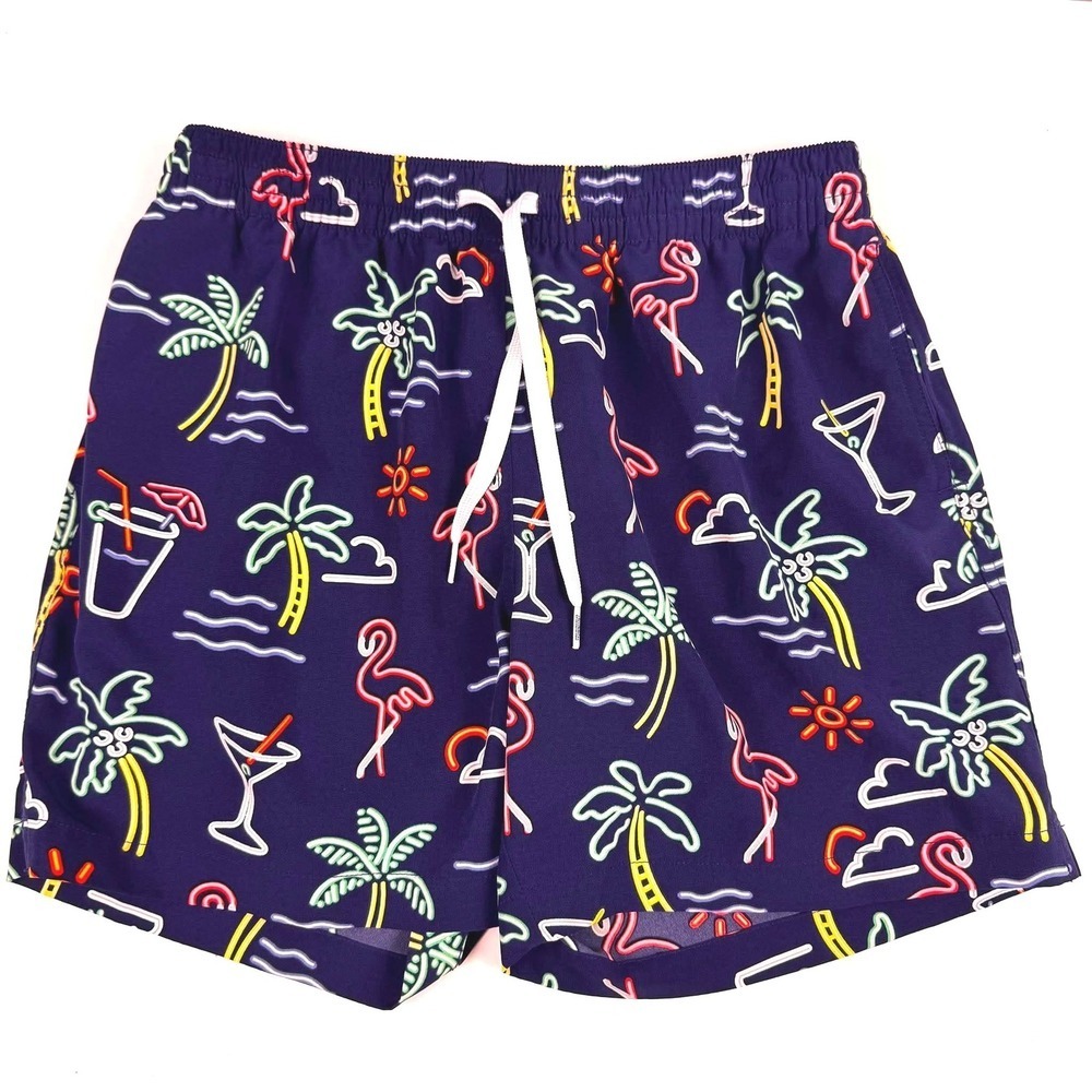 Chubbies Swim Trunks Neon Flamingo Palm Tree Martini Sz M Pockets